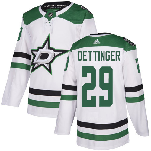 Adidas Men Dallas Stars #29 Jake Oettinger White Road Authentic Stitched NHL Jersey